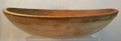 #ad 19th Century Primitive Treen Ware Turned Wood Dough Bowl 13 1 4quot; w 3 4quot; Rim $47.00