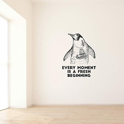 Beginning Quote Penguin Bird Animal Wall Art Stickers for Kids Home Room Decal $12.50