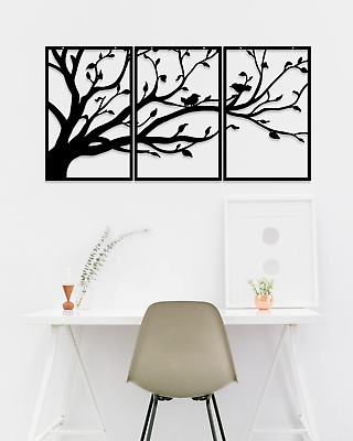 #ad Metal Tree of Life Wall Art Decor 3 Panels for Gift Present Indoor Outdoor Garde $58.27