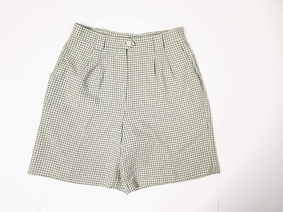 #ad Vintage TAIL Womens 12 Green Plaid Pleated High Waist Golf Shorts Modern Small $16.20