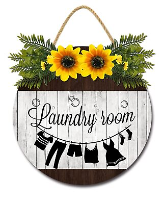 #ad Laundry Room Sign Rustic Wood Plaque Laundry Room Front Door Sign Hanging Sig... $31.94