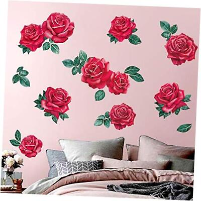 #ad Red Rose Wall Stickers Valentines Day Floral Wall Decals Bedroom Living Room $24.14