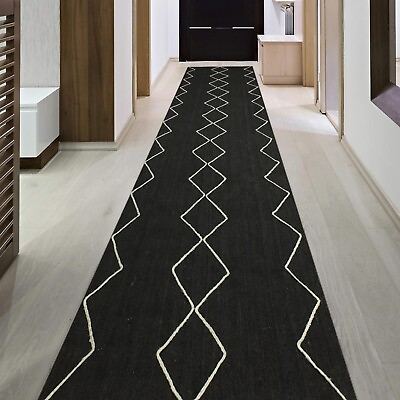 #ad Hand Braided Natural Jute Kilim Kitchen Black Carpet Living Room Runner Area Rug $265.50