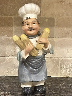 #ad French style Chef Figure Holding Bread Chef Statue Kitchen Decor $37.40