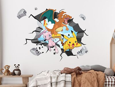 #ad Pikachu Charizard Mew Pokemon WALL EXPLOSION Decal Wall Sticker Art Mural 77 $12.00