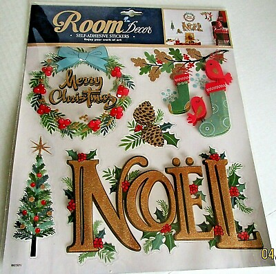 #ad CHRISTMAS ROOM DECORS Self Adhesive wall decor MERRY CHRISTMAS NOEL STOCKINGS $7.19