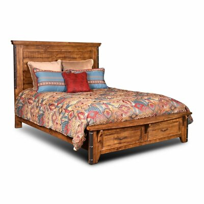#ad Sunset Trading Rustic City Wood King Bed with Storage Drawers in Rustic Oak $2423.29