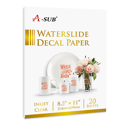 #ad #ad A SUB 20 Sheets Inkjet Clear Waterslide Decal Transfer Paper 8.5x11 DIY Tumbler $11.98