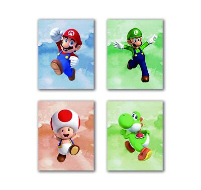#ad Super Mario Art Prints Toad Wall Art Game Room Decor Birthday Room Painting ... $21.47