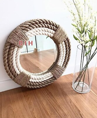 #ad Home Mirror Wall Mirror Wrapped Rope Mirror Home Decoer Living Room Bathroom Kit $190.00