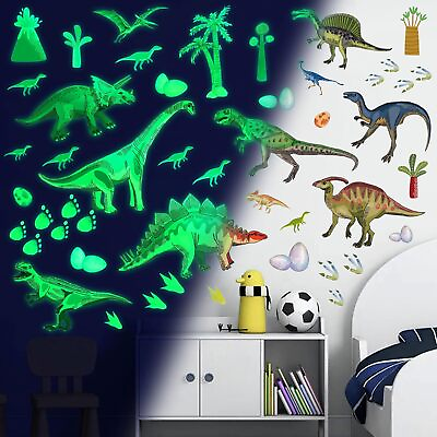 #ad Glow in The Dark Dinosaur Wall Decals Dinosaur Wall Stickers Watercolor Dinosaur $26.51