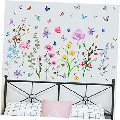 #ad Wall Decals Flowers and Butterflies Theme Colorful Stickers for Living Room $14.60