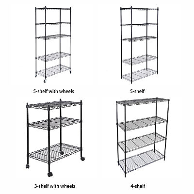 #ad 3 4 5 Metal Wire Shelves Rack Storage Shelving Unit Organizer for Kitchen Black $83.58