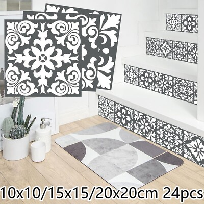 #ad 24 Pcs Dark Grey Spanish Renaissance Tiles Wall Stickers Decals Art Style New $11.90
