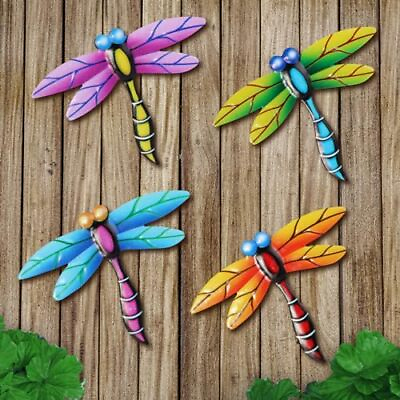 #ad 4 Pcs Metal Dragonfly Wall Decor Hanging 3D Wall Art for Home Bedroom Garden $25.89