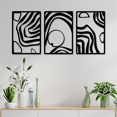 #ad Abstract Metal Wall Art Decor for Living Room Set of 3 3D Textured Wall Sculpt $45.99