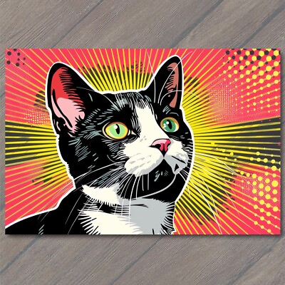 #ad #ad ART PRINT Cat Pop Art Halftone Cartoon Bright Colorful Fun Cute Colors Happy $18.00