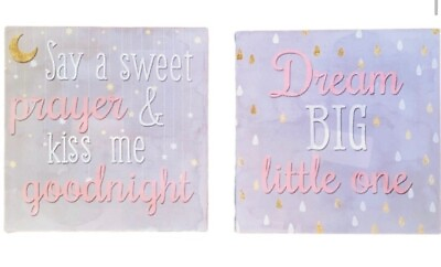 #ad #ad Baby Girl’s Nursery Wall Art. Canvas. Gray Pink Gold White. $16.99