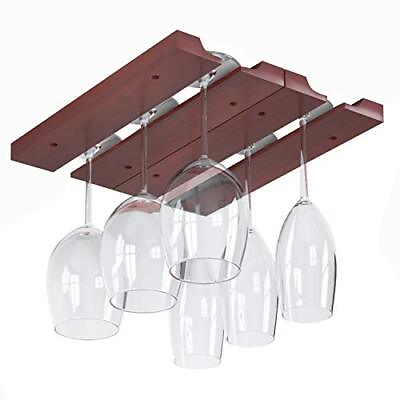 #ad #ad Rustic State 2 Sectional Adjustable Under Cabinet Mount Wood Stemware Rack $20.79