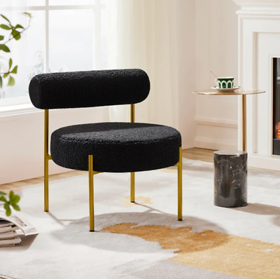 #ad Modern Accent Chair Mid Century Living Room Chair Comfy Round Seat Black Gold $96.97