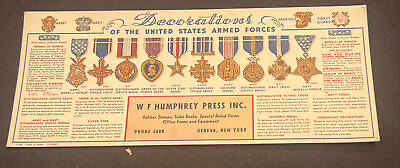 #ad vintage Decorations of the United States Armed Forces information card FD18 $19.99