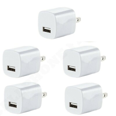5x White 1A USB Power Adapter AC Home Wall Charger US Plug FOR iPhone 5 6 7 8 X $7.49