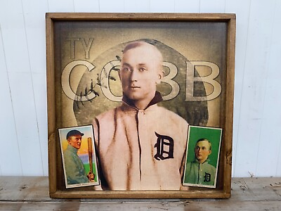 #ad #ad T206 Ty Cobb Rustic Art Wood Baseball Card Sign Display 18quot;x18quot; $99.95