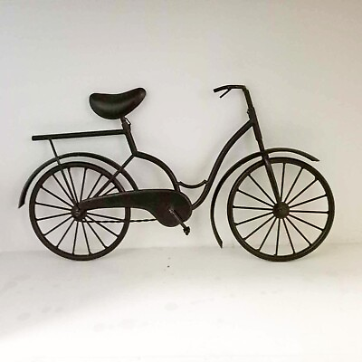 #ad #ad Vintage Black Metal Hanging Bicycle for Decor Large Charming Bike Wall Art $29.99
