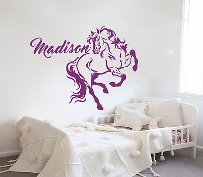 #ad Name Wall Decals Horse Decal Vinyl Sticker Kids Nursery Bedroom Art Decor MN1017 $72.99