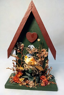 #ad Wooden Birdhouse Decor Wall Or Free Standing $14.75