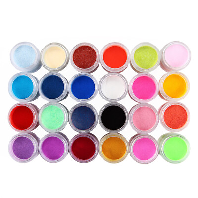24Colors Acrylic Nail Art Tips UV Gel Powder Dust Design Decor 3D Manicure Sets $4.85