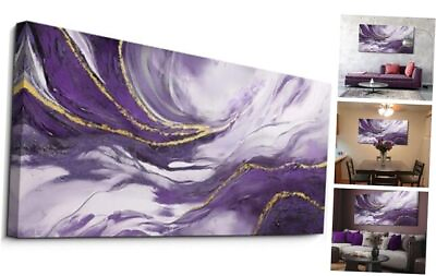 #ad Purple Wall Art Large Artwork for Living Room Purple and 48x24 Purple gold $144.11