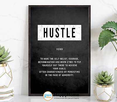 #ad Hustle Wall Art Motivational Quotes Inspirational Wall Art Print Office Decor $145.88