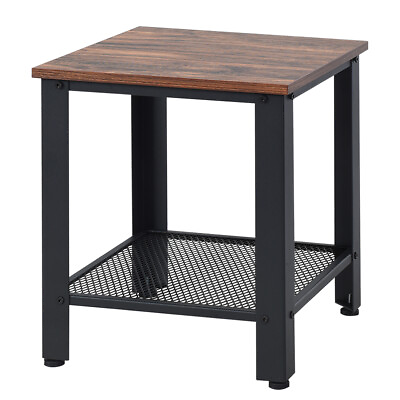 #ad Industrial End Table 2 Tier Side Table W Shelf Rustic Sofa Table Home Black $49.99