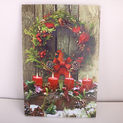 #ad Cardinal Wreath Candles Canvas Wall Art Print Home Decor $28.00