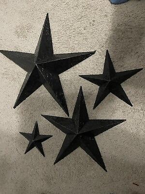 #ad RUSTIC METAL 24quot; BARN STAR WALL DECOR INSIDE OUTSIDE Lot Of 4 $32.99