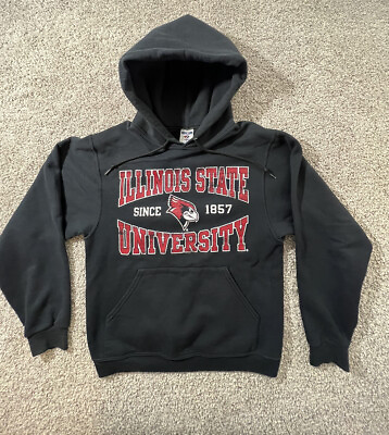 #ad Vintage Illinois State Black Hoodie Mens Sz Small Sweatshirt Redbirds $27.92