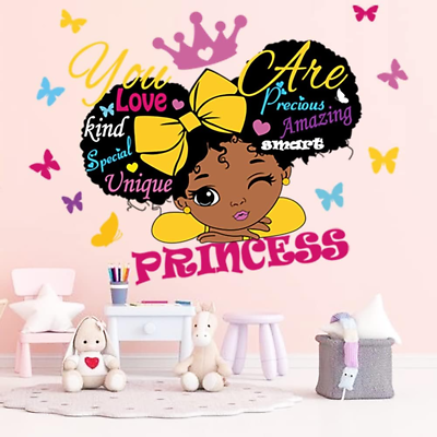 #ad Black Girl Wall Decals for Girls Bedroom Religious Butterfly Wall Art Sticker In $17.63