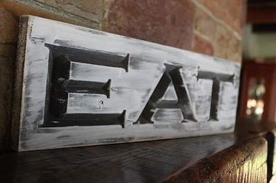 #ad Rustic Eat Sign Carved Wooden Farmhouse Fixer Upper Style Kitchen Wall Art $31.47
