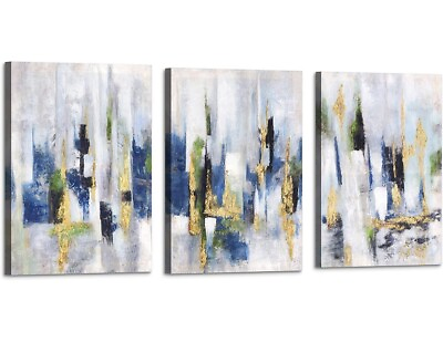 #ad Abstract watercolor painting 3 Piece Canvas Wall Art for Living bed room Wall D $39.99