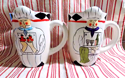 #ad 2 FAT CHEF LARGE 3D MUGS. 16 OZ. EX COND. MARKED JIC $15.00