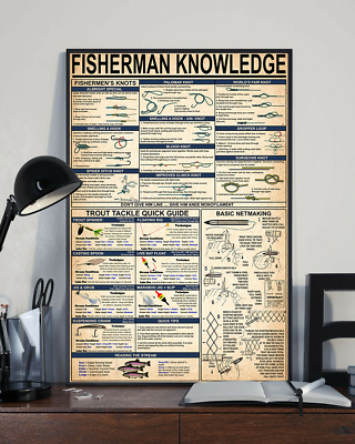 #ad Fisherman Knowledge Home Decor Wall Art Fishing Poster $16.95