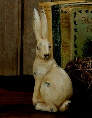 #ad New Primitive RABBIT SITTING 8quot; T Easter BUNNY Spring Farmhouse French Country $9.98