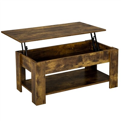 #ad Rustic Lift Top Coffee Table w Hidden Compartmentamp;Storage Shelf For Living Room $79.99