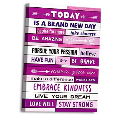 #ad Today is a New Day Inspirational Wall Art CanvasNever Give Up Positive Purple $38.98
