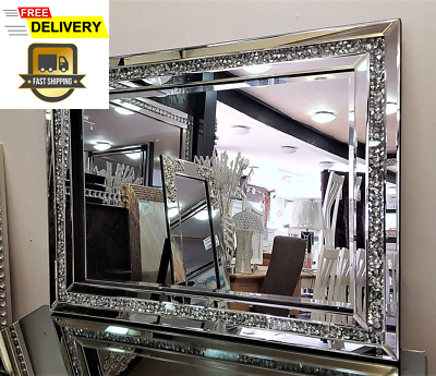 #ad 32quot;X24quot; Decorative Crystal Mirrors for Wall Decor Living Room Silver Luxury Mode $298.23