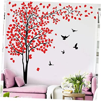 #ad #ad Large Wall Stickers DIY Tree and Birds Wall Decals Removable Red Red Tree $36.07