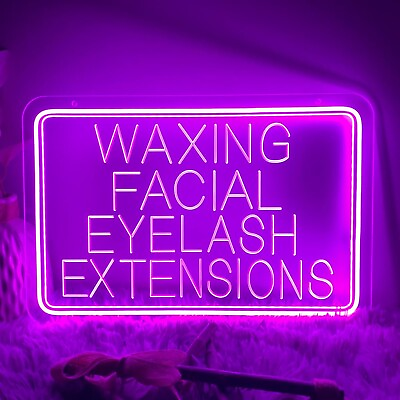 #ad Waxing Facial Eyelash Extensions Neon Sign for Wall Decor 3D Art Carving Desi... $92.18