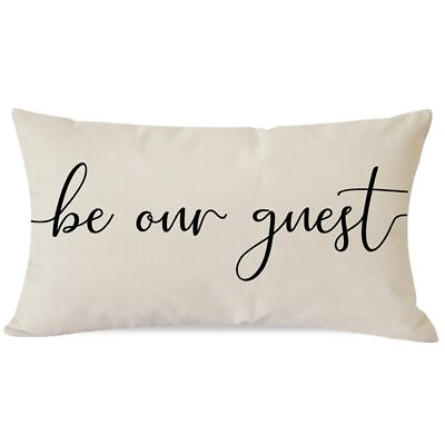 #ad Farmhouse Pillow Covers 12x20 Be Our Guest Pillow Cover Rustic Decorations Lu... $17.10