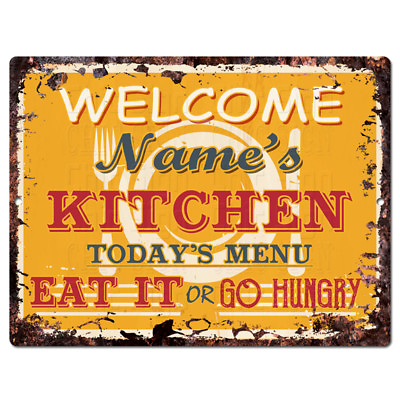 #ad PP4234 Welcome NAME#x27;S KITCHEN Custom Personalized Chic Sign Decor Funny Gift $23.99